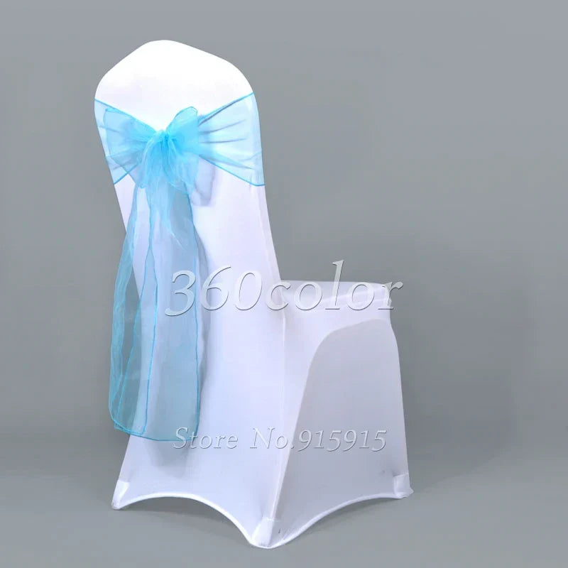 25pcs Sheer Organza Chair Sashes Bow Cover Band
