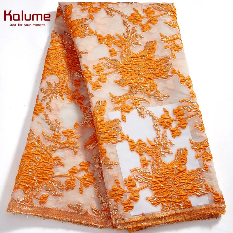 African Tulle Lace Fabric 2024 Satin Nigerian Brocade