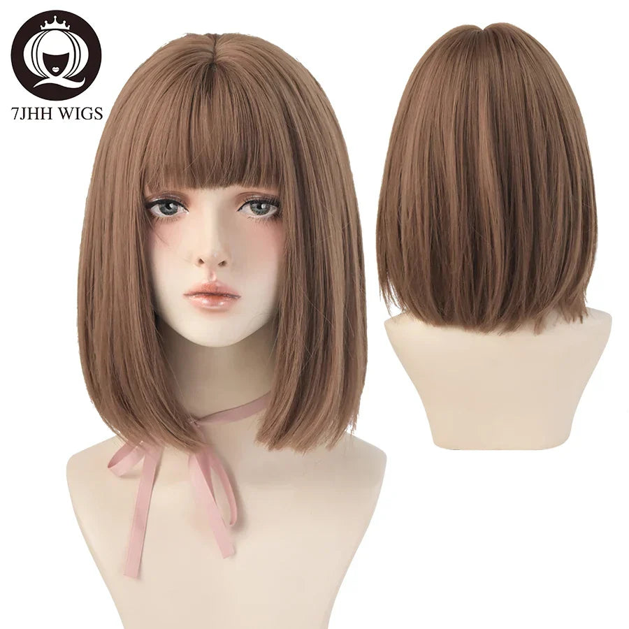7JHH WIGS Black Short Bob Wig for Girl