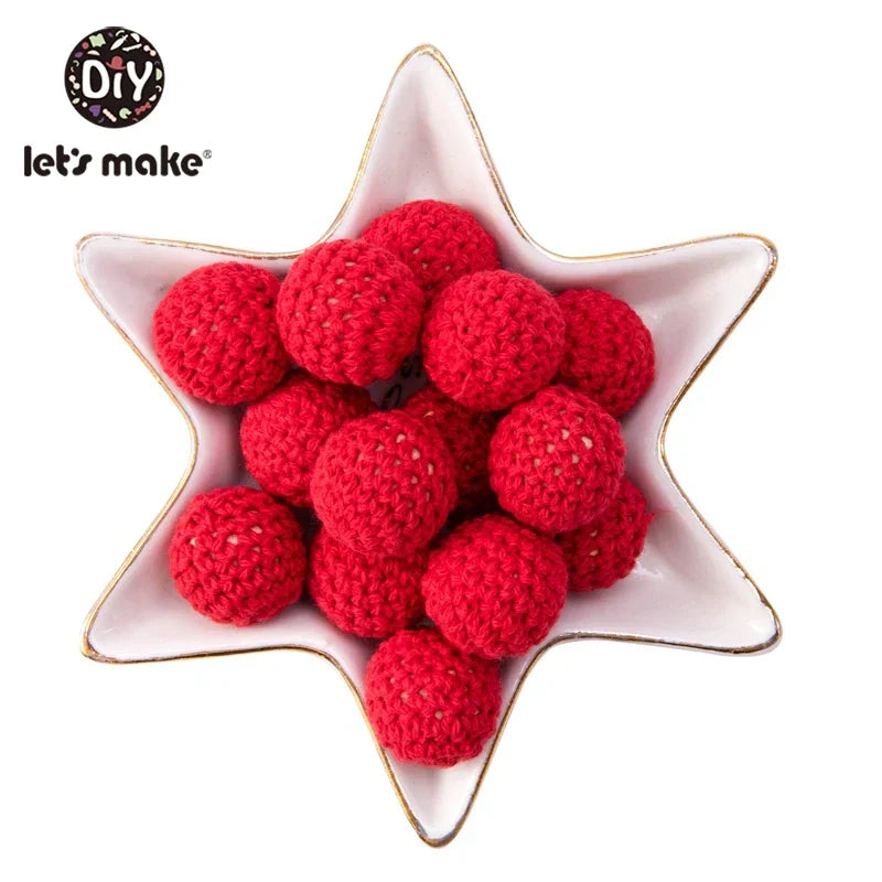 Let's Make 100Pcs Crochet Beaded Wood Teether 16mm