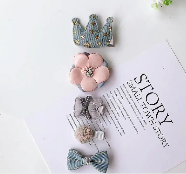 New cute bear girls hair bows 5pcs children