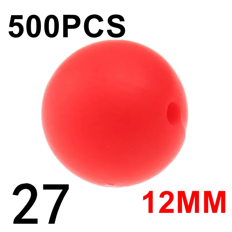 Fkisbox 500pcs 12mm Silicone Round Loose Beads Baby