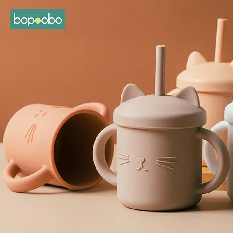 Bopoobo Baby Feeding Straw Cup Baby Cartoon Cat