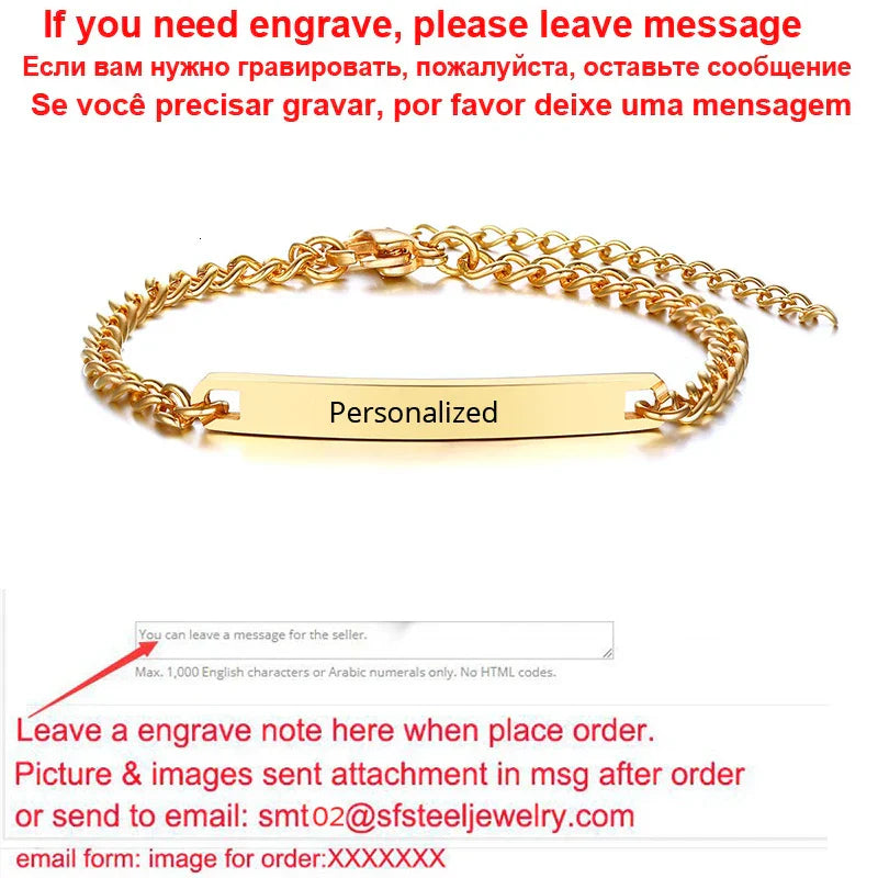 Personalize Baby Name Bracelet Figaro Chain Smooth Bangle