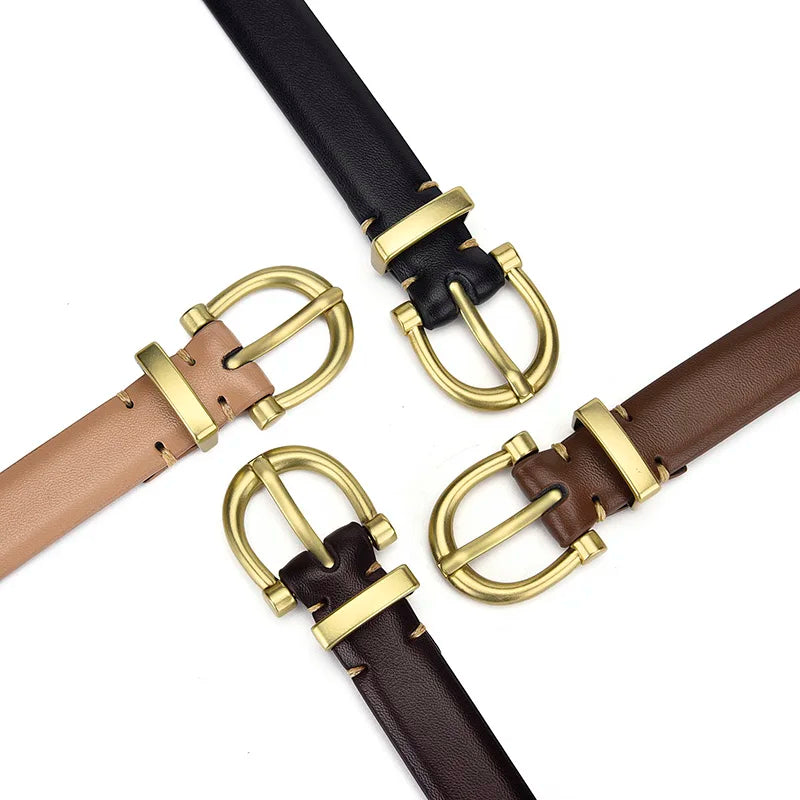 DINISITON Women’s Belt Genuine Leather Ladies Thin Belts For Women Luxury Brand High Quality Female Jeans Strap Fashion