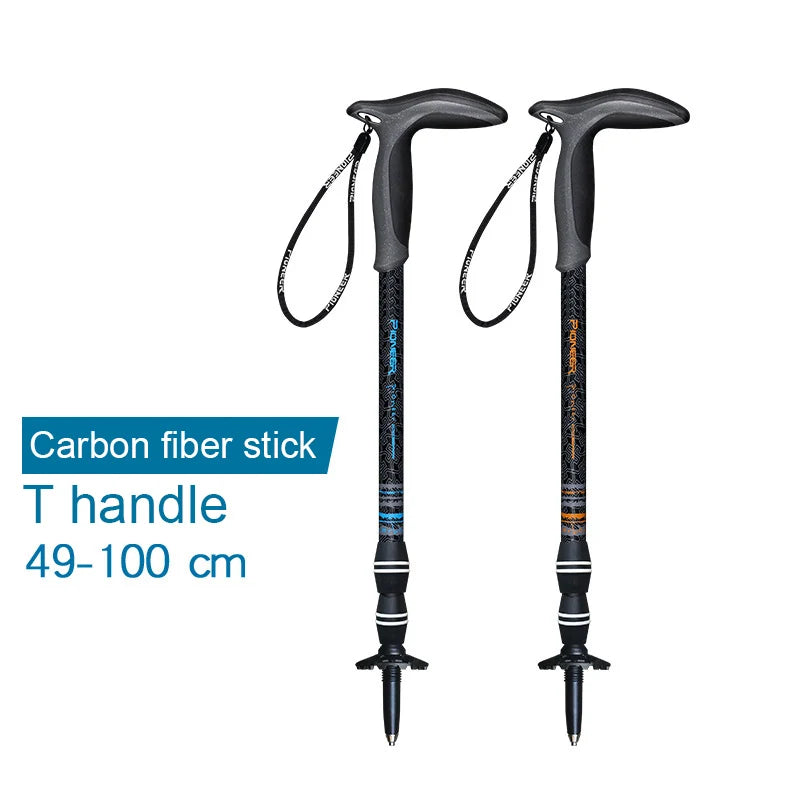 Walking Stick Carbon Fibers T-handle Adjustable 49-100cm 3