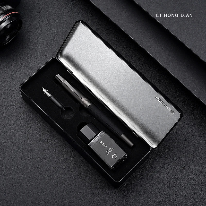 LT Hongdian 6013 Black Metal Fountain Pen Titanium
