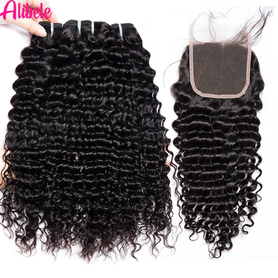 30 Inch Deep Wave Bundles With Closure 5x5
