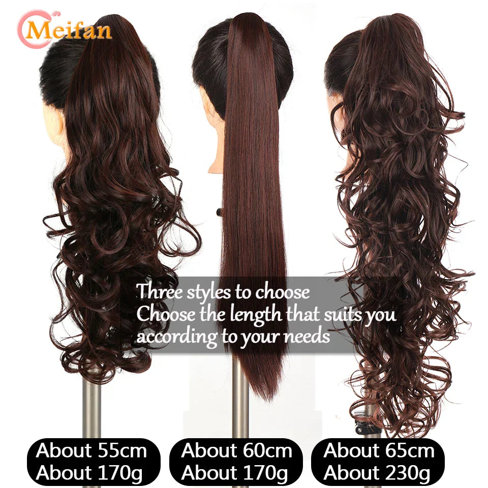 MEIFAN Long Synthetic Wavy Clip in Hair Ponytail
