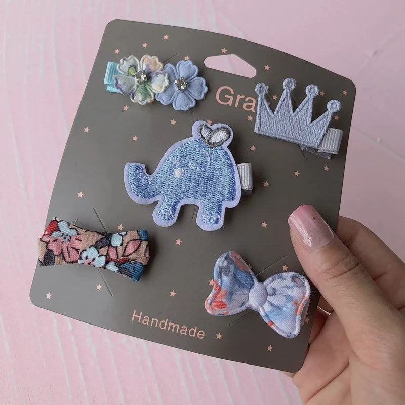 New cute bear girls hair bows 5pcs children