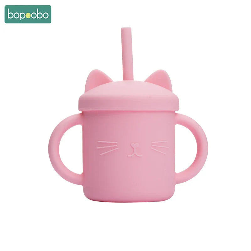 Bopoobo Baby Feeding Straw Cup Baby Cartoon Cat