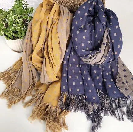 Japanese Design Winter Cotton Warm Women Scarf Double-sided