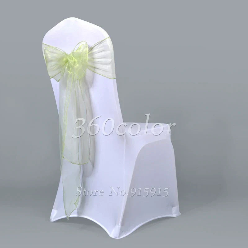 25pcs Sheer Organza Chair Sashes Bow Cover Band
