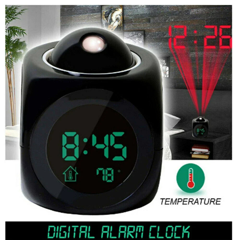 Digital Alarm Clock LCD Creative Projector Weather Temperature