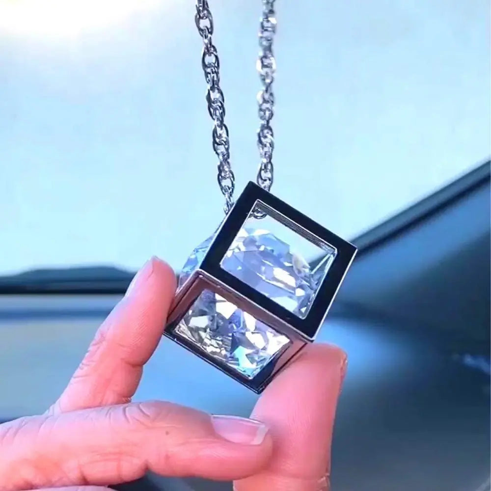 DSYCAR 1Pcs Car Pendant Crystals Cube Car Charms