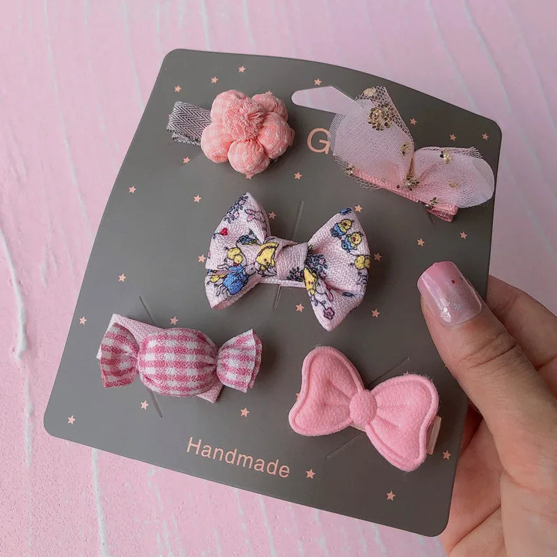 New cute bear girls hair bows 5pcs children