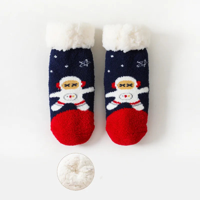 Newborn Baby Winter Cartoon Christmas Socks Thicken Cotton