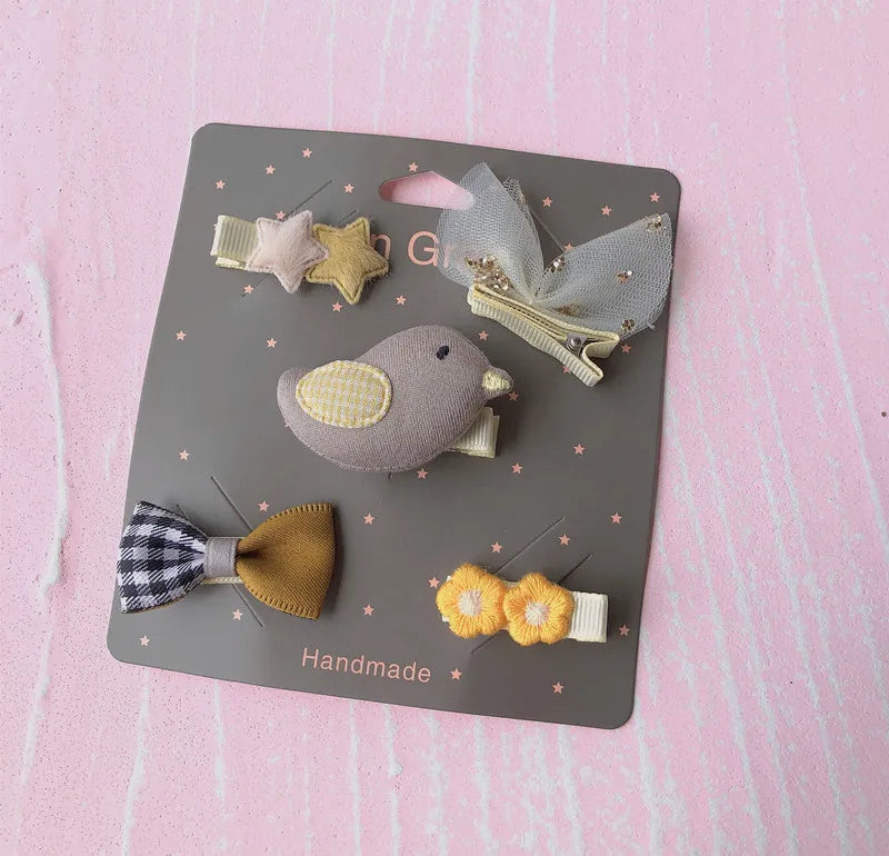 New cute bear girls hair bows 5pcs children