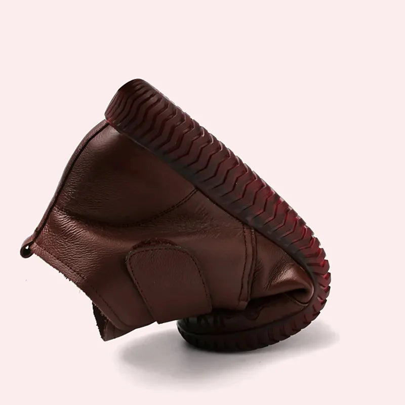 2024 New Women's Real Leather Ankle Boots Thick