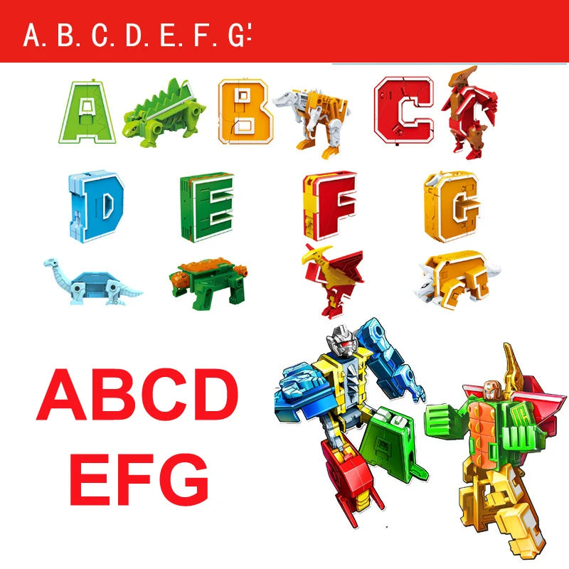 26 GUDI English Letter Alphabet Transformation Robot Dinosaur