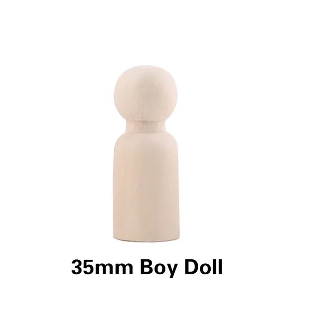 Wooden Doll Peg Baby Teether DIY Color Painting