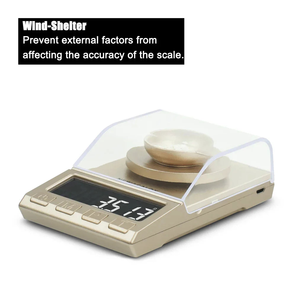 NEWACALOX 0.001g Precision Digital Jewelry Scale 50g/100g/200g USB