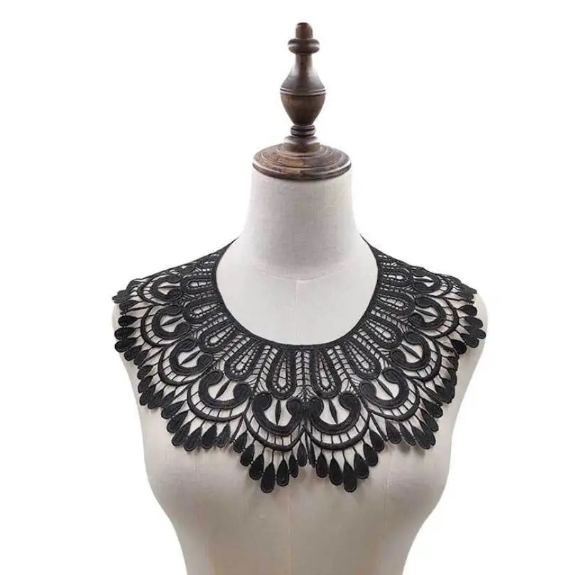 1 Pc Black Flower Neckline Collar Lace Applique