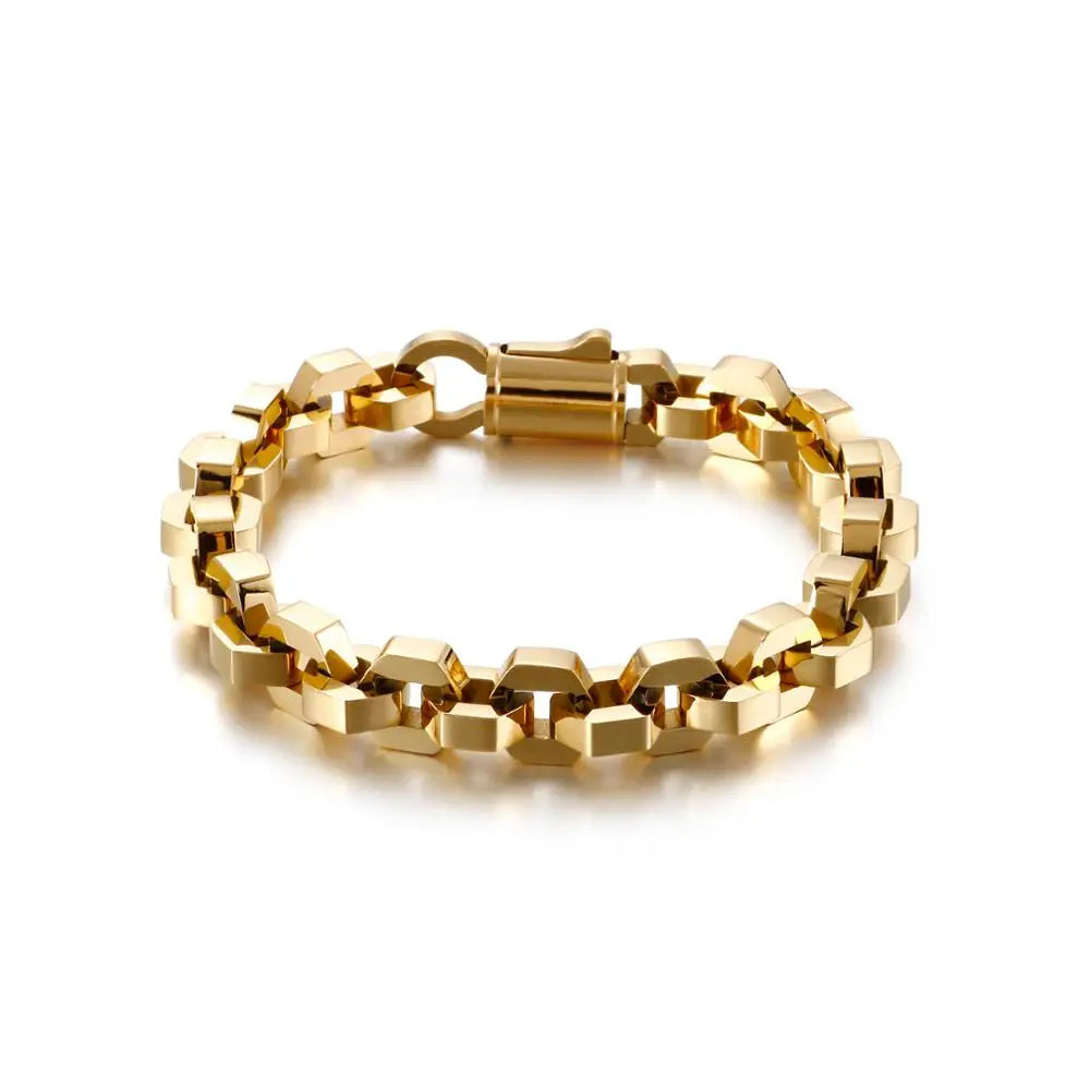 10MM Black S Gold Color Stainless Steel Checkered