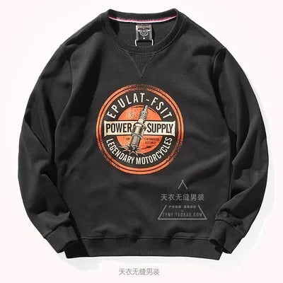 American Retro Terry Printed Hoodies Men's Pure Cotton