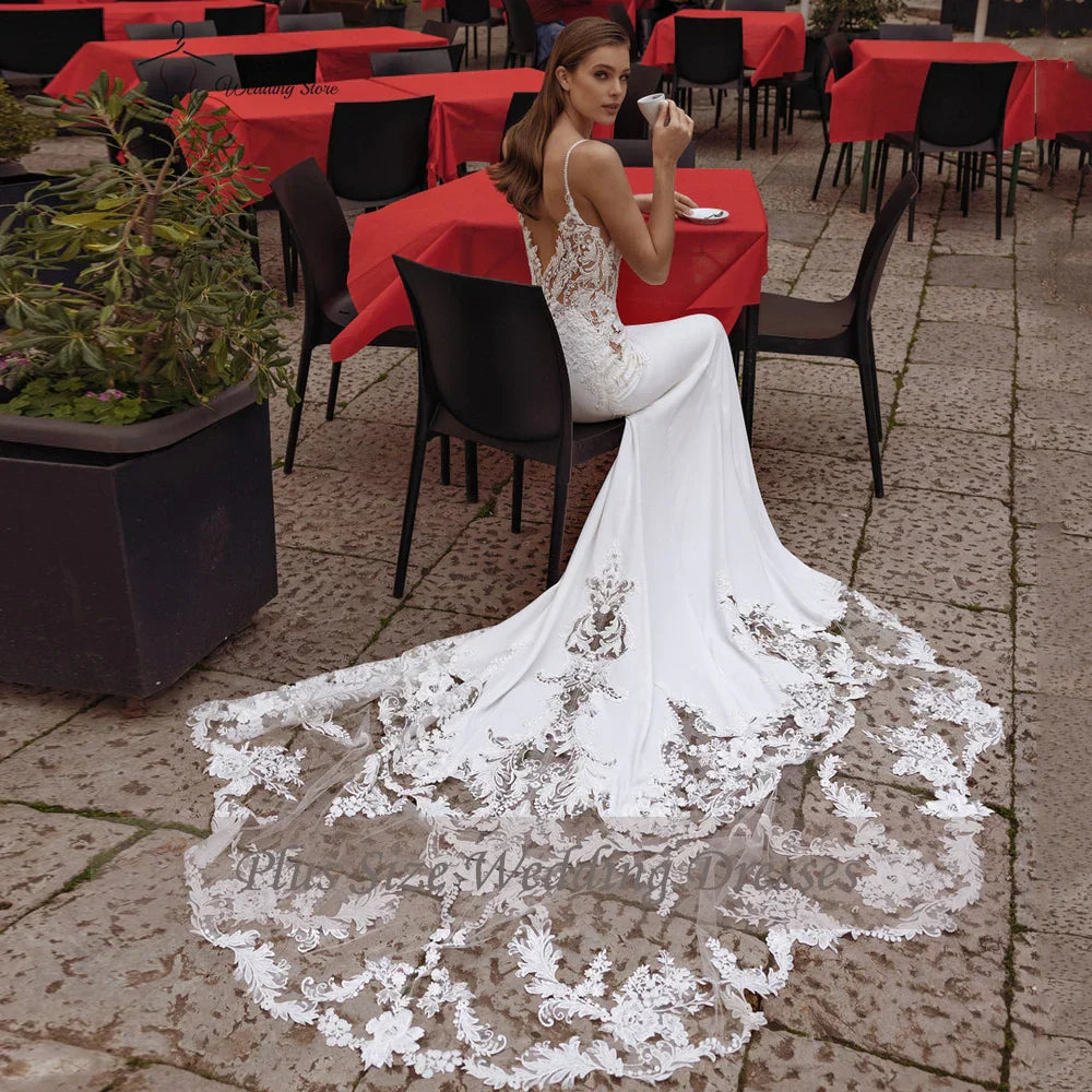 High Quality Spaghetti Straps Wedding Dresses VNeck Backless