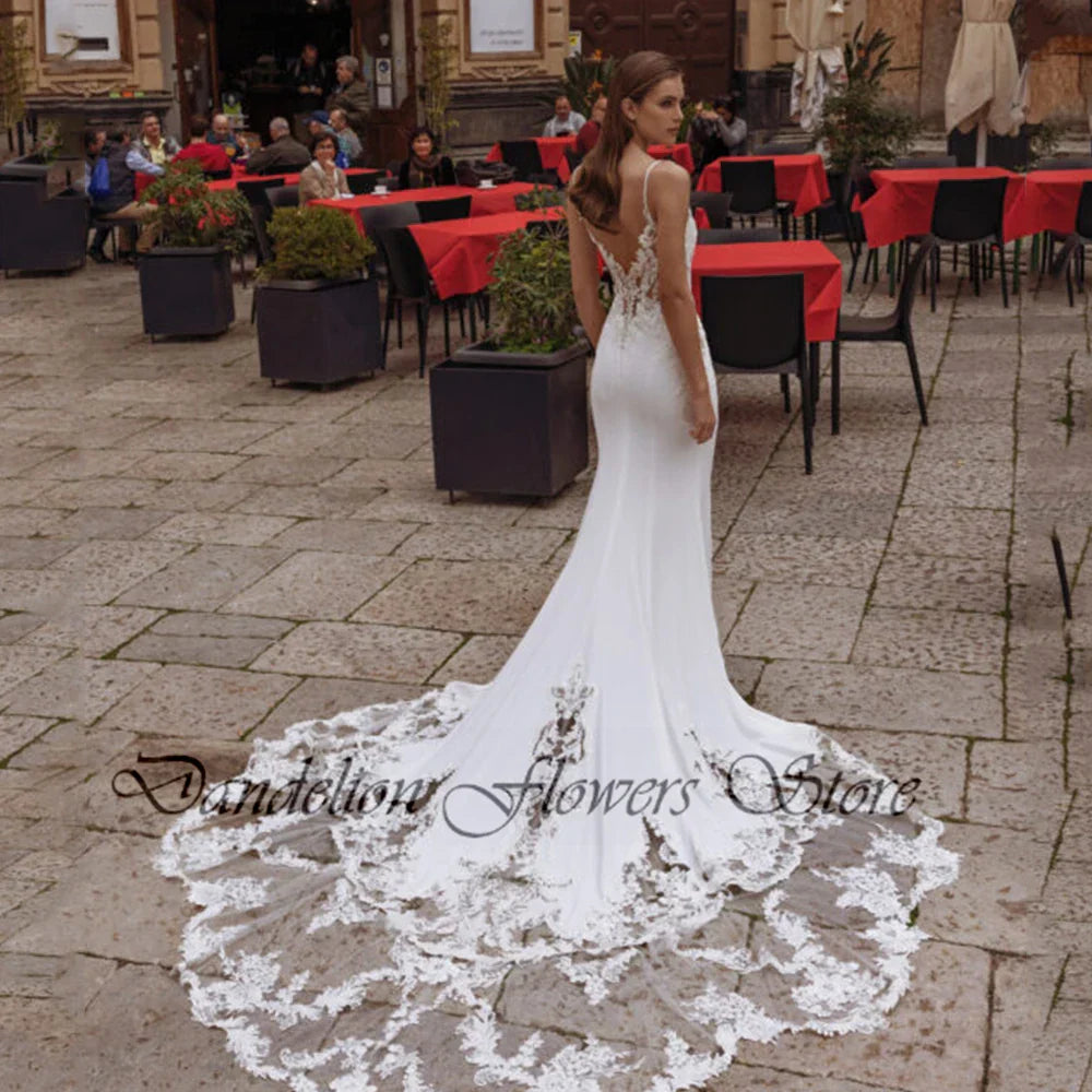 High Quality Spaghetti Straps Wedding Dresses VNeck Backless