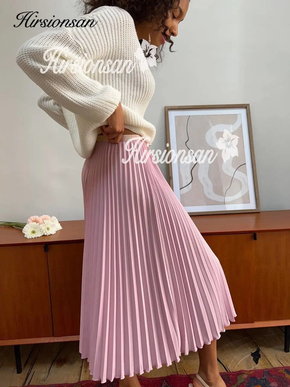 Hirsionsan Pleated Skirts Women 2023 Autumn New Korean