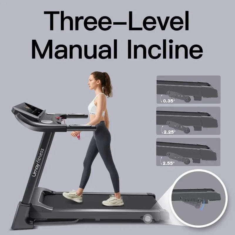 Home Folding 3 Level Incline Treadmill with Pulse