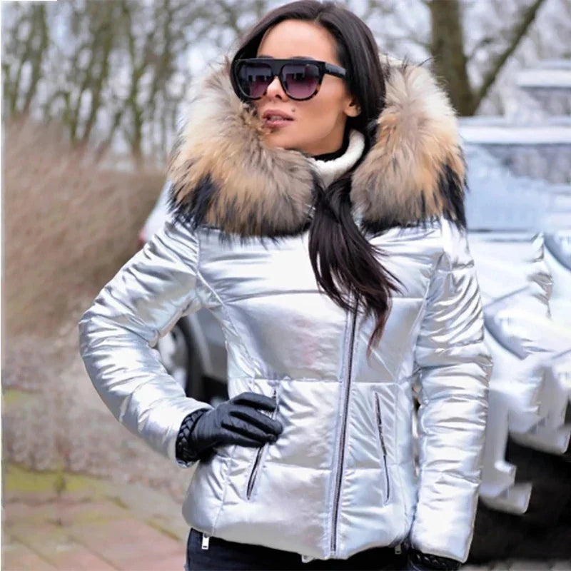 Hooded Fur Collar Jackets and Coats Winter Women