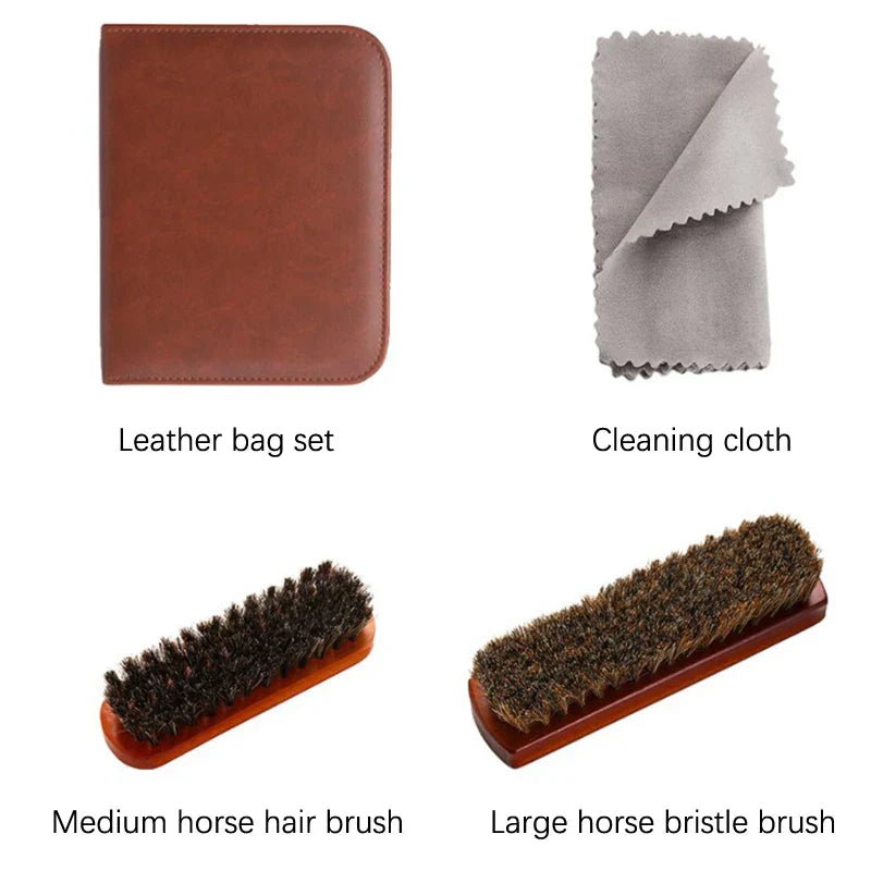HorseHair Shoe Brush Set Leather Care Cleaning Polishing