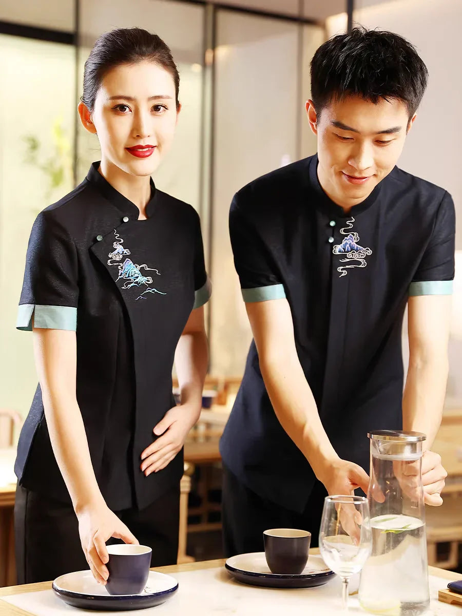 Hotel Attendant Work Clothes Short Sleeve Chinese Restaurant