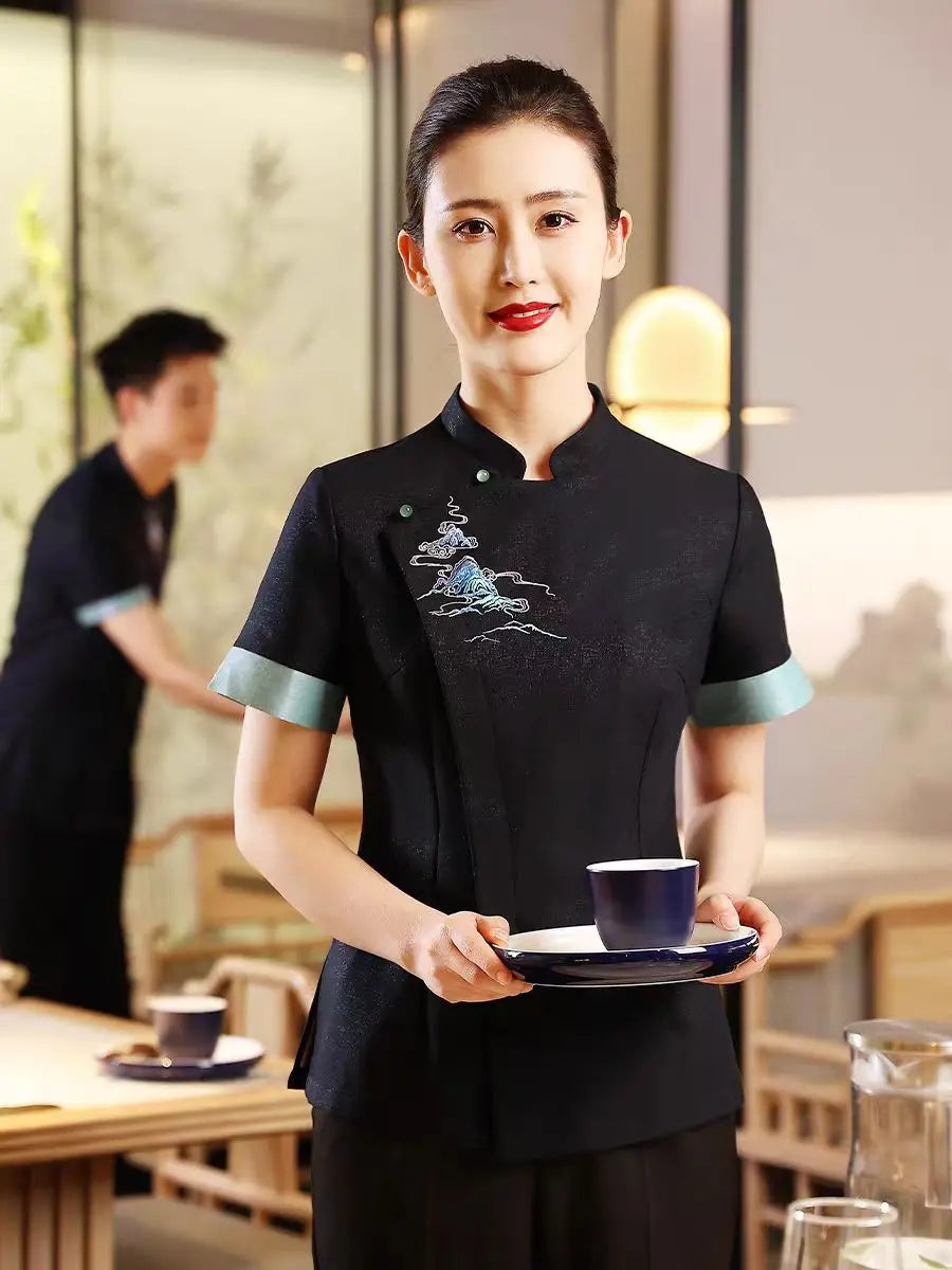 Hotel Attendant Work Clothes Short Sleeve Chinese Restaurant