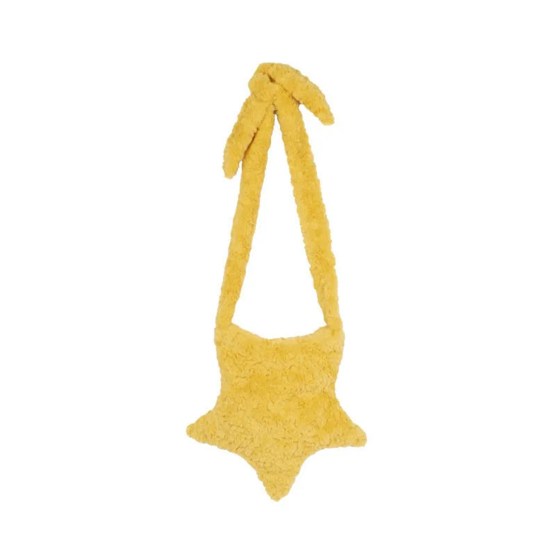 Hylhexyr Star Shape Soft Plush Messenger Bag Candy