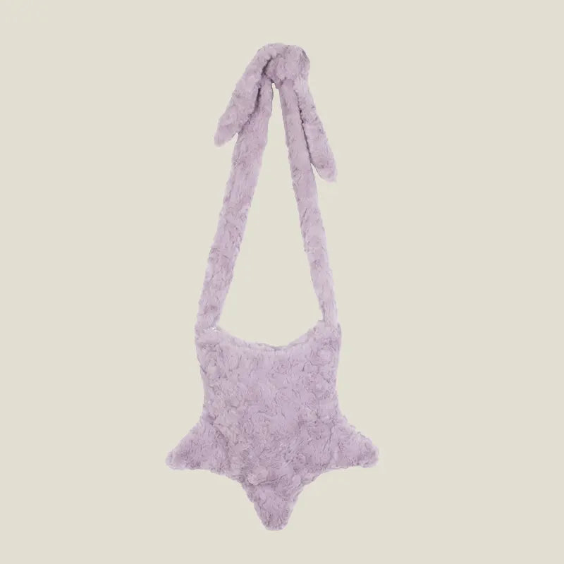 Hylhexyr Star Shape Soft Plush Messenger Bag Candy