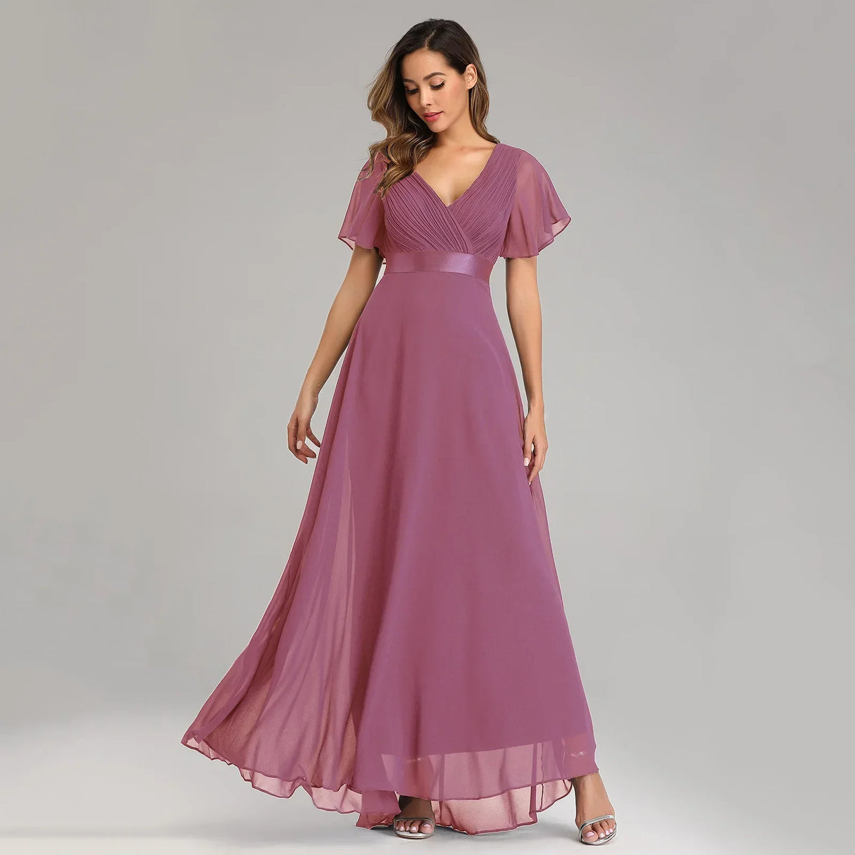 ICCLEK New Style Women VNeck Chiffon Dress Wedding