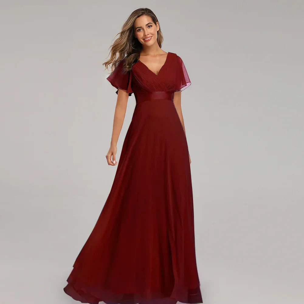 ICCLEK New Style Women VNeck Chiffon Dress Wedding