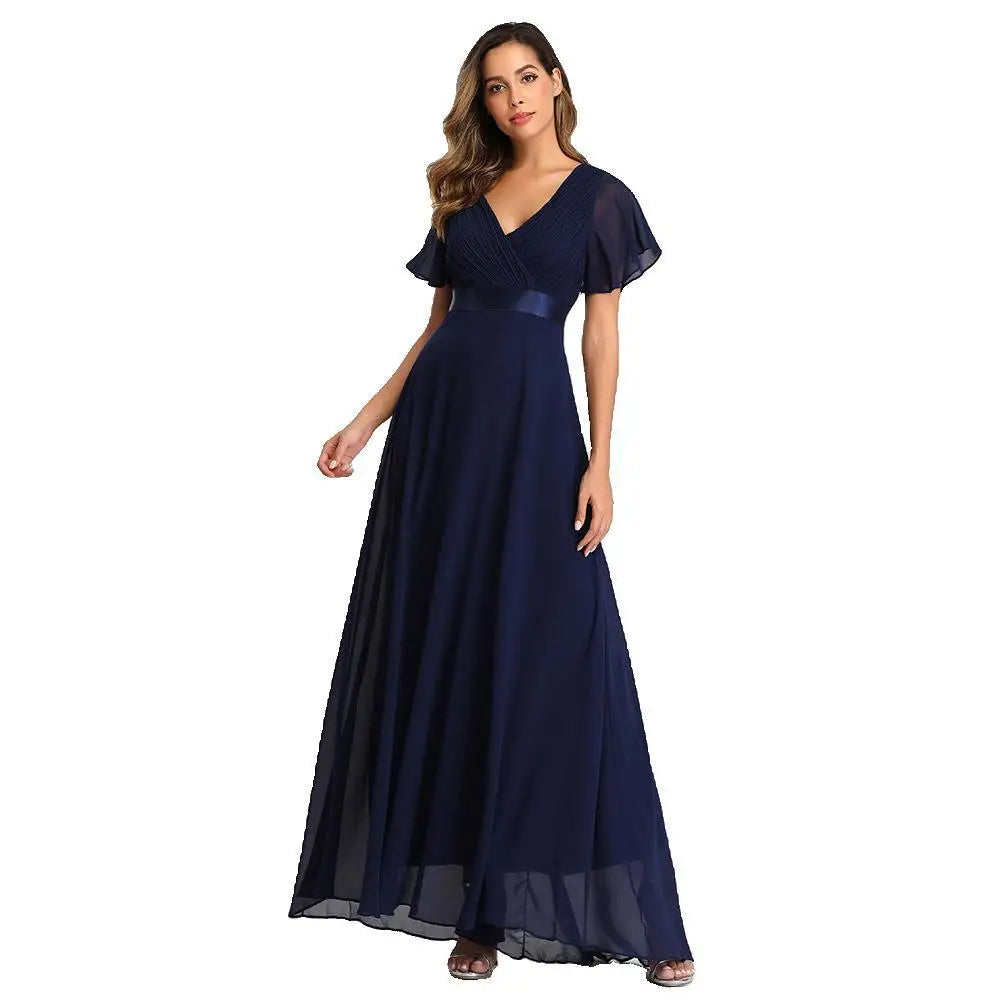 ICCLEK New Style Women VNeck Chiffon Dress Wedding