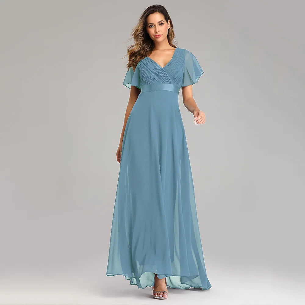 ICCLEK New Style Women VNeck Chiffon Dress Wedding