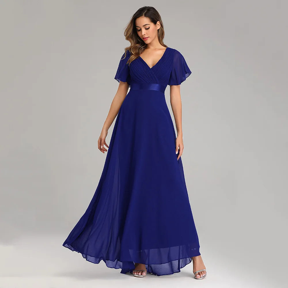 ICCLEK New Style Women VNeck Chiffon Dress Wedding