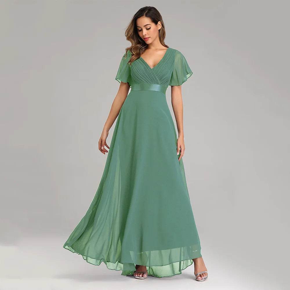 ICCLEK New Style Women VNeck Chiffon Dress Wedding