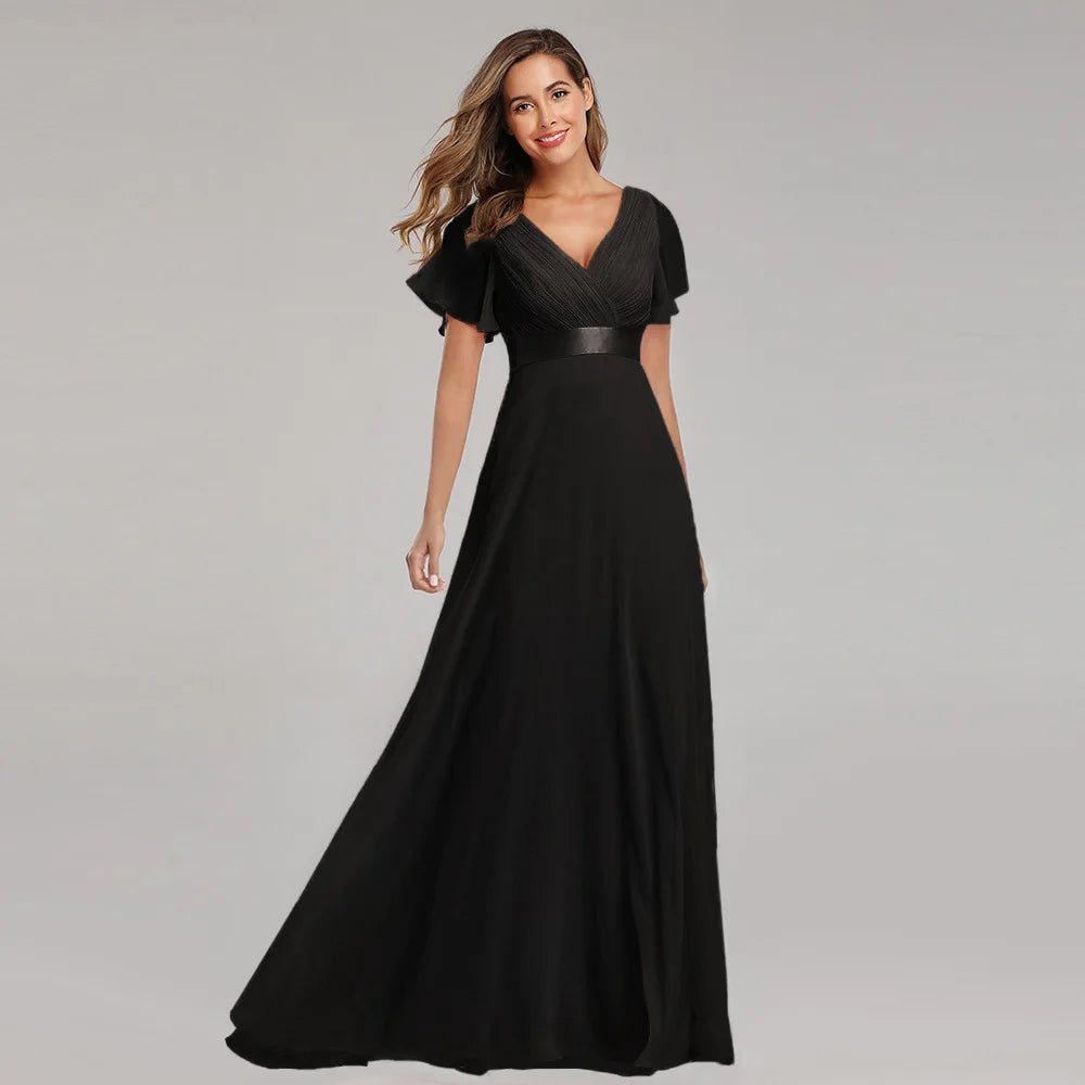 ICCLEK New Style Women VNeck Chiffon Dress Wedding