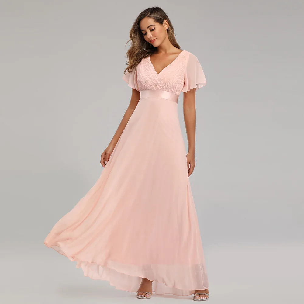 ICCLEK New Style Women VNeck Chiffon Dress Wedding