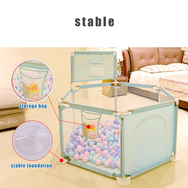 IMBABY Baby Playpen Green Hexagon Playpen Children Basketball