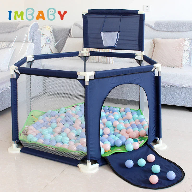 IMBABY Baby Playpen Green Hexagon Playpen Children Basketball