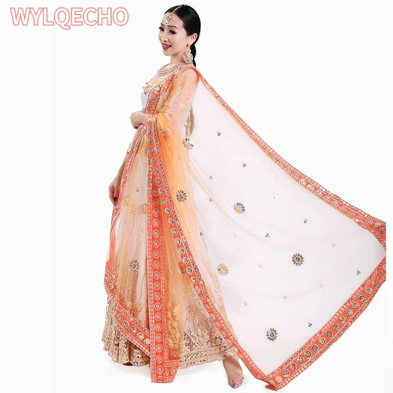Indian Sari Scarf Mesh Embroidery Ethnic India Pakistan